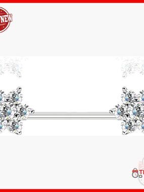 14G Flower Diamond Nipple Bar 0.30ct Screw Ball Back Lock Piercing Jewelry
